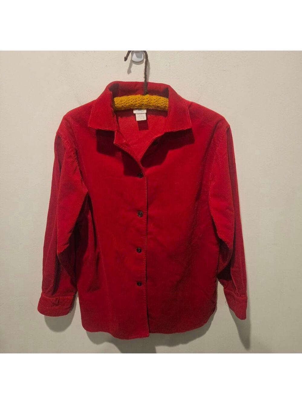 Women's Queen's Way to Fashion VTG 70s Red Corduroy Button Down Shirt Size 10